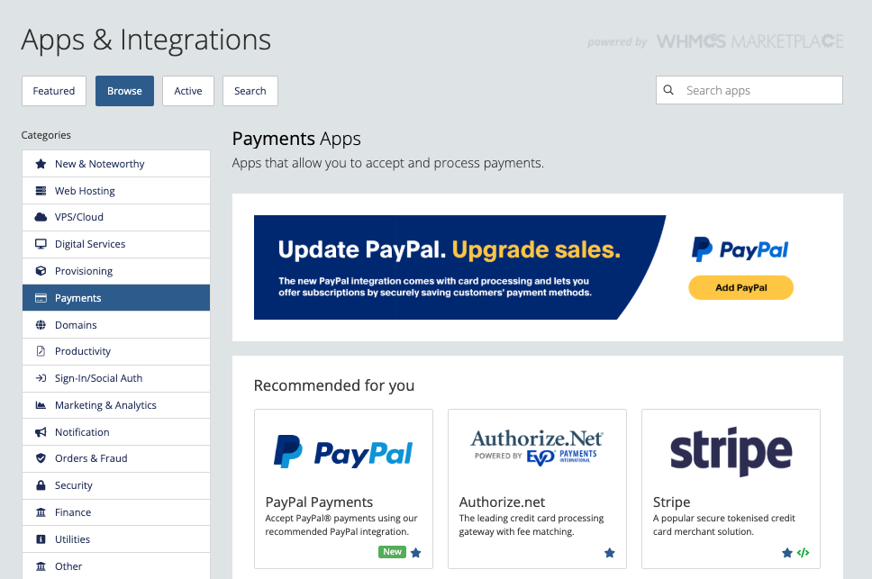 Payment gateway integrations